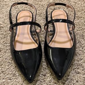 Black Patent Leather Slingback Flats